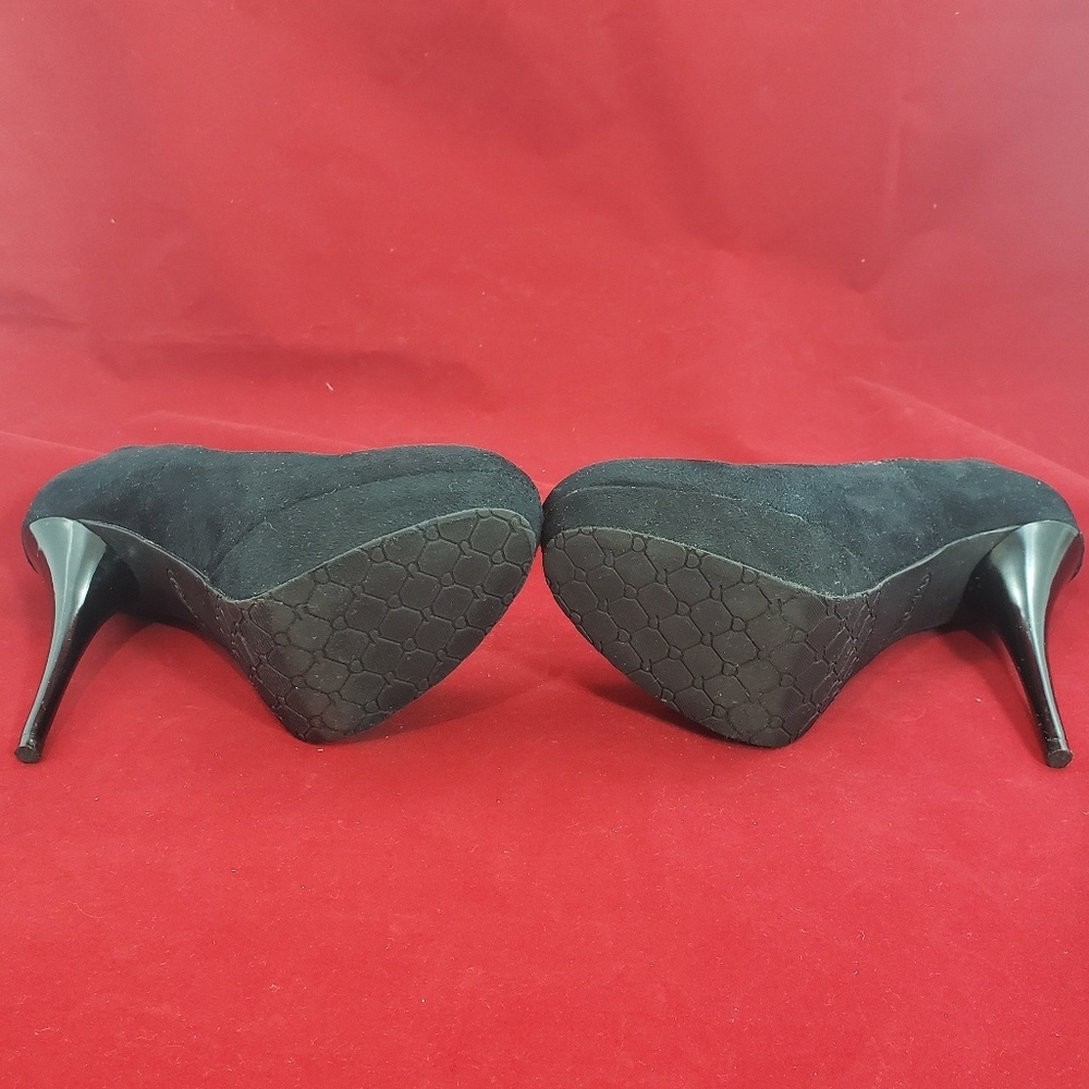 Candies Black Faux Suede Stiletto Platform Heels - Picture 2 of 7